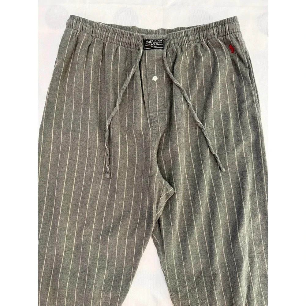 POLO RALPH LAUREN Mens Lounge Pants Sleepwear Charcoal Gray Pinstripe L
